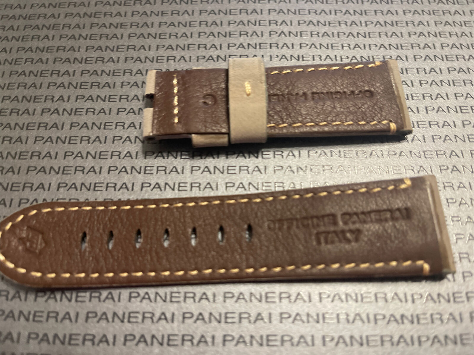 Panerai Gray Leather OEM Strap 24mm Lug for Deployant Buckle