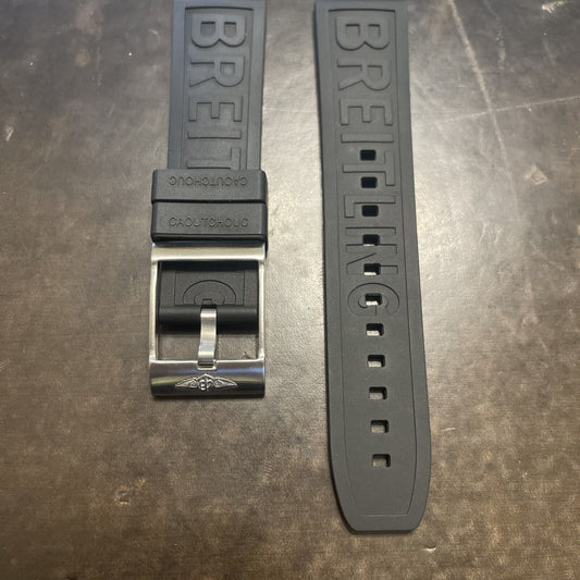 Breitling Diver Watch Strap Black Rubber Band Tang Buckle